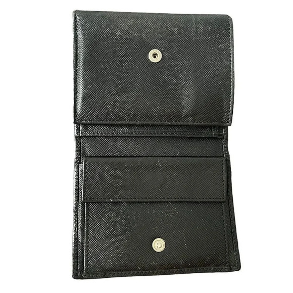 Prada Unisex Black Leather Card Wallet & Box Like New - Picture 5 of 10